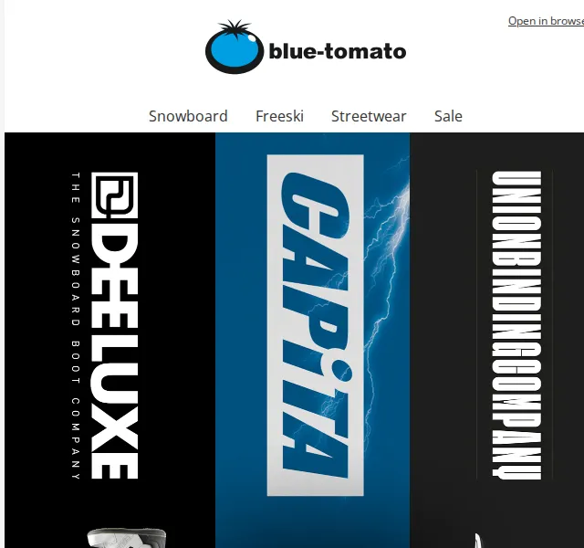BLUE TOMATO: CAPiTA + DEELUXE + UNION set – srpen 2026 | Nuslet.cz