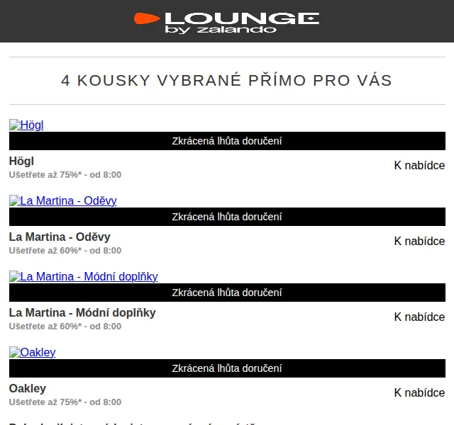 Lounge by Zalando: Högl, La Martina, Oakley se slevou až 75 % – červen 2026 | Nuslet.cz