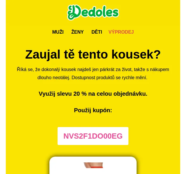 Dedoles.cz: Sleva 20 % na vše – červen 2026 | Nuslet.cz