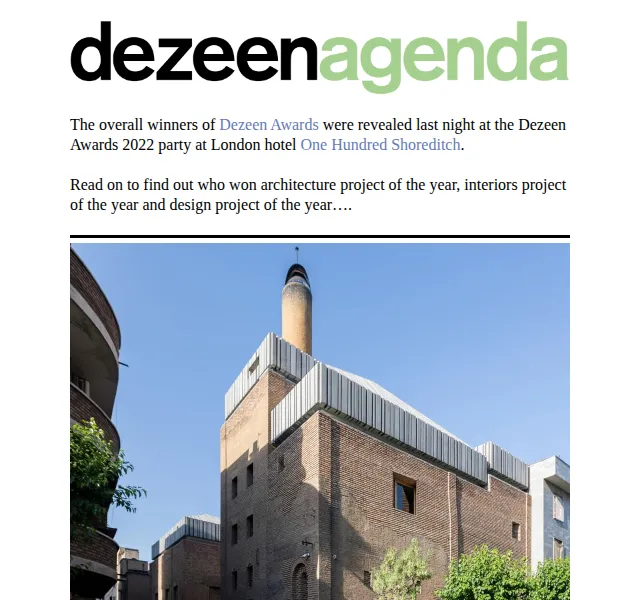 Dezeen Daily: Výherci Dezeen Awards 2022 – červen 2026 | Nuslet.cz
