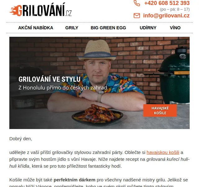 Grilování.cz: havajské košile od 1 299 Kč – červen 2026 | Nuslet.cz