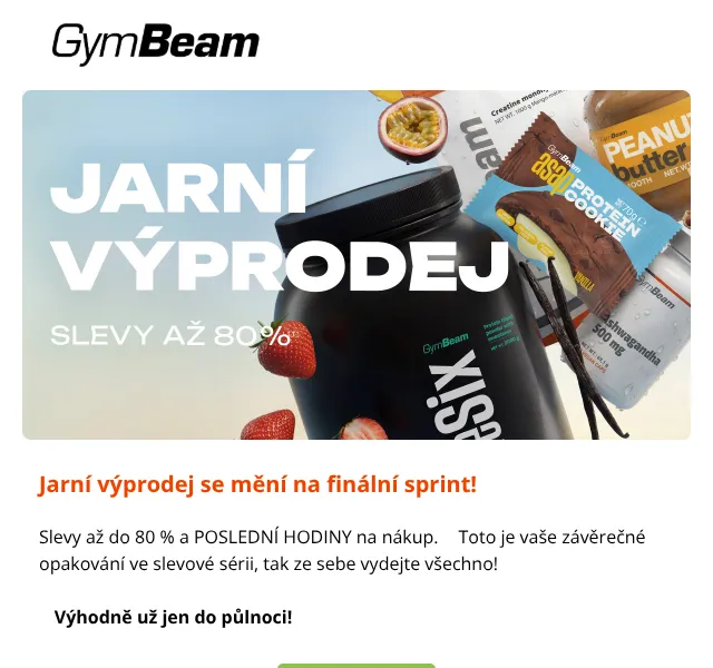 GymBeam: až 80 % sleva na výprodeji – květen 2026