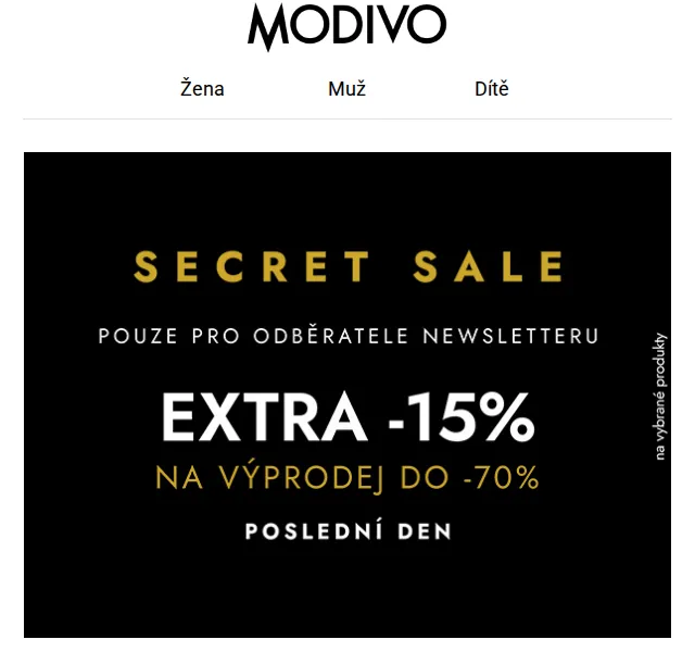 Modivo: Secret sleva -15 % na výprodej a novinky – červen 2026 | Nuslet.cz