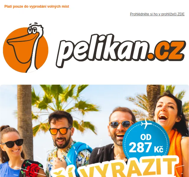 ✈ Pelikan.cz: Výprodej letenek od 287 Kč – červen 2026 | Nuslet.cz