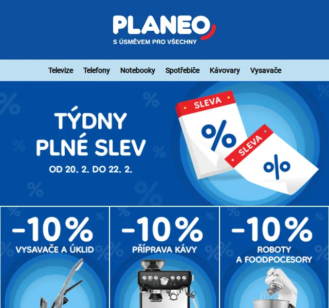 Planeo: Slevy na malé spotřebiče – červenec 2026 | Nuslet.cz