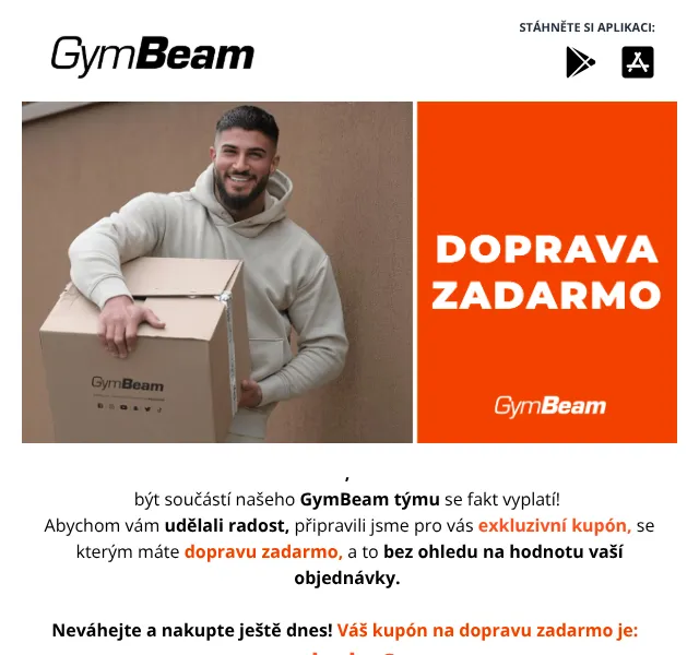 GymBeam: Doprava zdarma – duben 2026 | Nuslet.cz