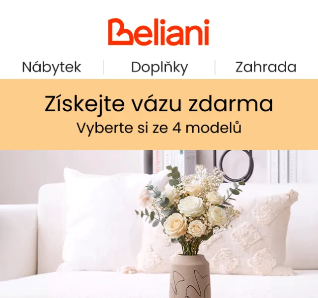 Beliani.cz: Vaza zdarma + slevy stolu – září 2026