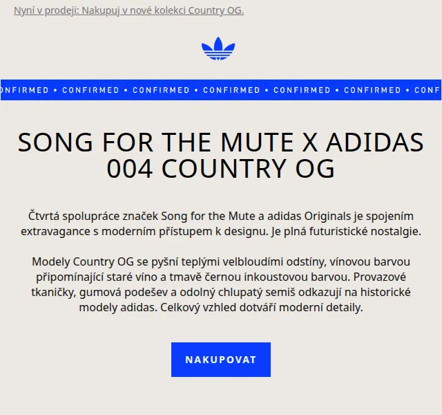 Adidas: Song for the Mute x Adidas 004 Country OG – červenec 2026 | Nuslet.cz