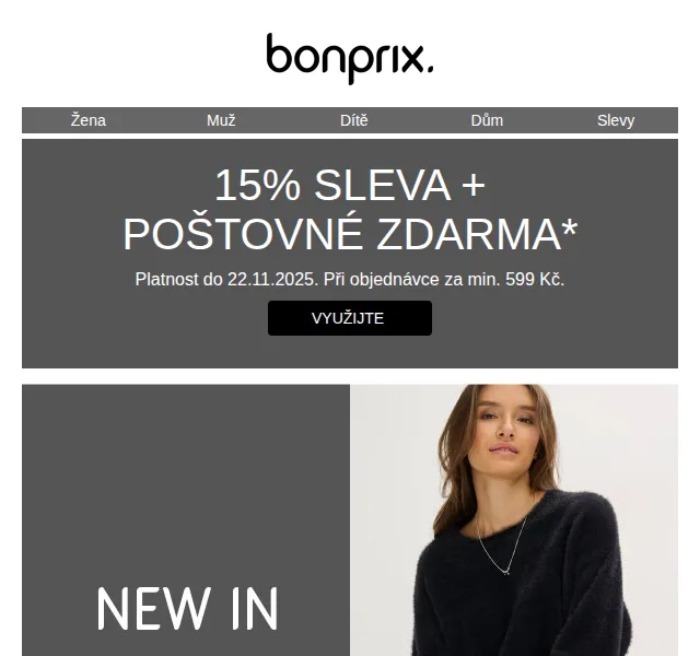 bonprix: 15% sleva na vše + poštovné zdarma – červenec 2026 | Nuslet.cz