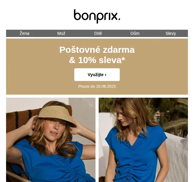 Bonprix: Poštovné zdarma a 10% sleva – červen 2023 | Nuslet.cz