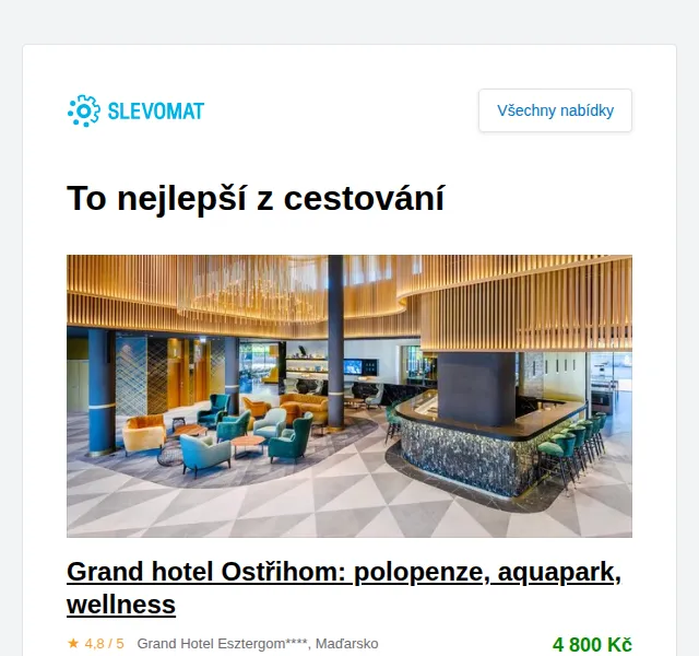Slevomat: Grand hotel Ostřihom s polopenzí – červenec 2026 | Nuslet.cz