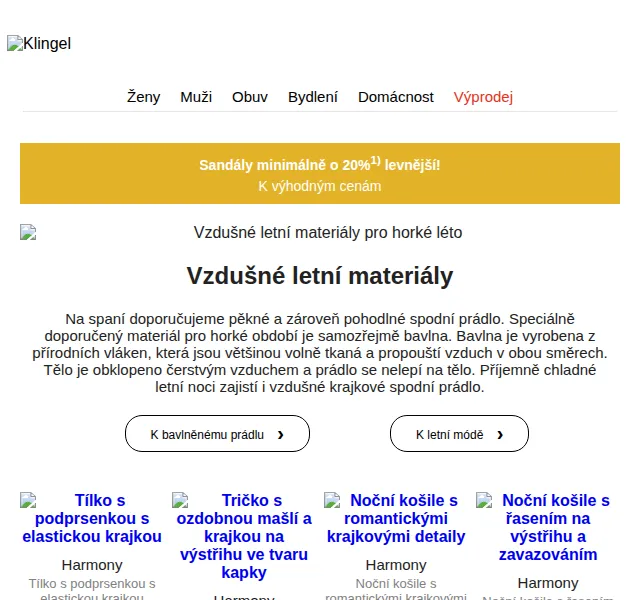 KLiNGEL: Sandály se slevou minimálně 20 % – červenec 2026 | Nuslet.cz