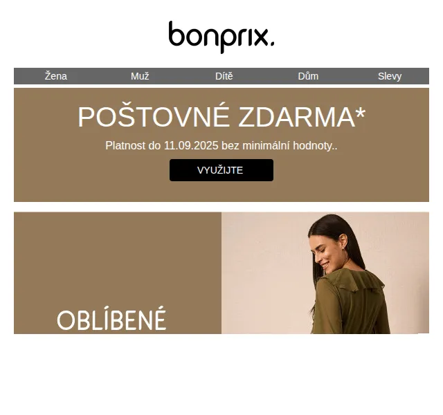 bonprix: Poštovné zdarma – červenec 2026 | Nuslet.cz