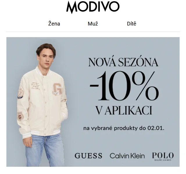 Modivo: -10% na novinky v aplikaci – červenec 2026 | Nuslet.cz