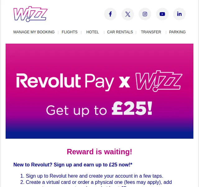 Wizz Air: Revolut bonus až 25 £ – červen 2026 | Nuslet.cz