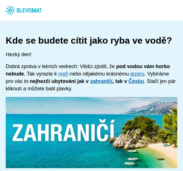 Slevomat: Pobyty u moře i jezer – červenec 2026 | Nuslet.cz