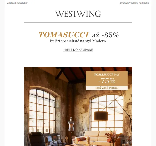 Westwing: Tomasucci Day – italský design až -85 % – červen 2026 | Nuslet.cz