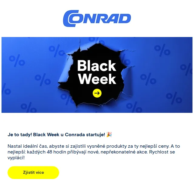 Conrad: Black Week slevy – červen 2026 | Nuslet.cz