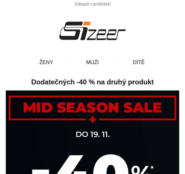 Sizeer: Dodatečných -40 % na druhý produkt – červen 2026 | Nuslet.cz
