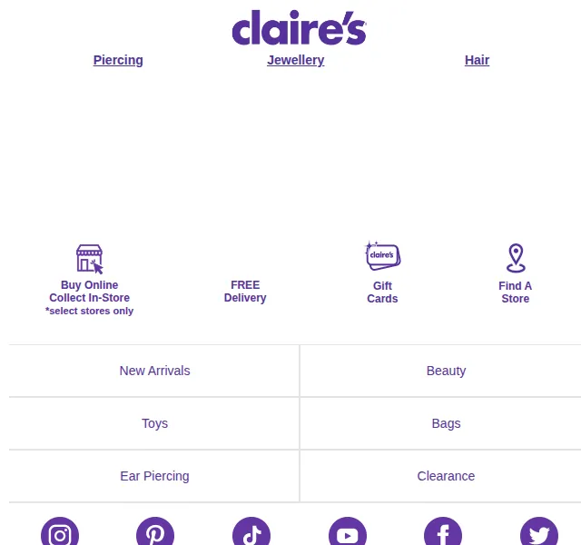 Claire's: Stock Up Sale B3G3 free – červenec 2026 | Nuslet.cz