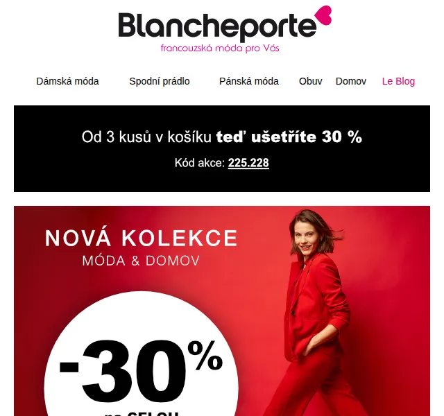Blancheporte: Sleva 30 % za 3 kusy – červen 2026 | Nuslet.cz