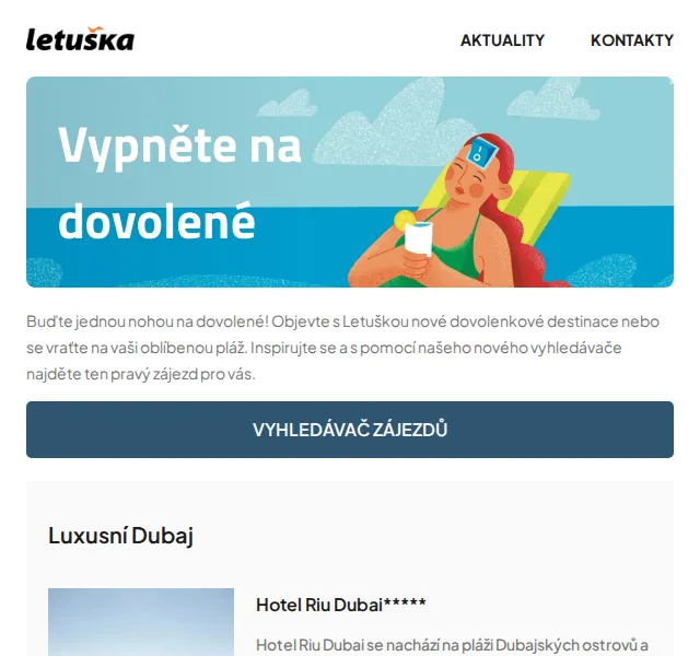 Letuška.cz: Luxusní Dubaj, Madeira a Turecko – červen 2026 | Nuslet.cz
