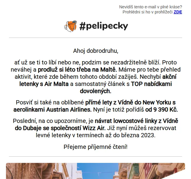 Tereza z Pelipecky.cz: Letenky na Maltu od 3 138 Kč – červenec 2026 | Nuslet.cz
