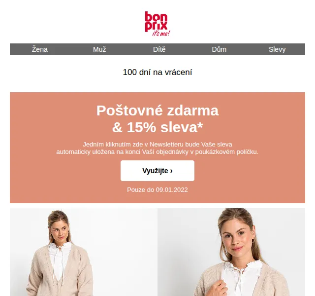 bonprix: 15% sleva + poštovné zdarma – červen 2026 | Nuslet.cz