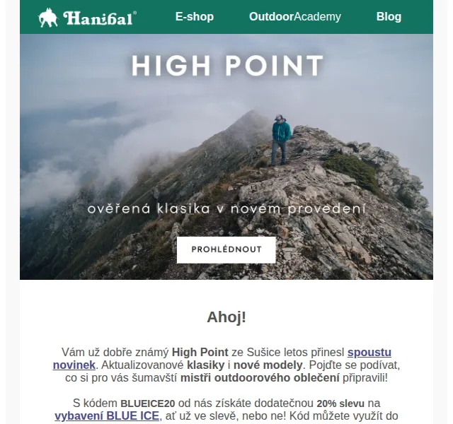 Hanibal.cz: High Point + BLUE ICE sleva 20 % – červen 2026 | Nuslet.cz