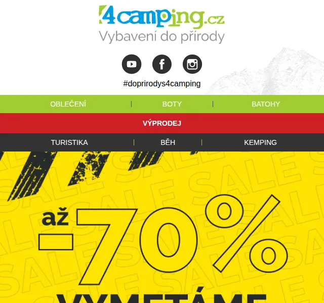 4camping.cz: výprodej skladu se slevami až 70 % – červenec 2026 | Nuslet.cz