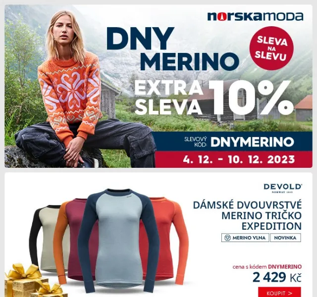 Norskamoda: Extra sleva 10 % na vše zlevněné – norské značky – červenec 2026 | Nuslet.cz