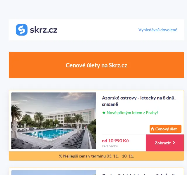 Vánoce na Skrz: Azory od 10 990 Kč, Egypt od 7 990 Kč – červen 2026 | Nuslet.cz
