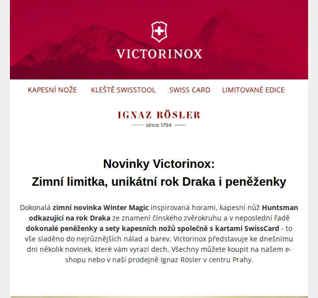 Ignazrosler.cz: Victorinox Winter Magic & Rok Draka – červen 2026 | Nuslet.cz