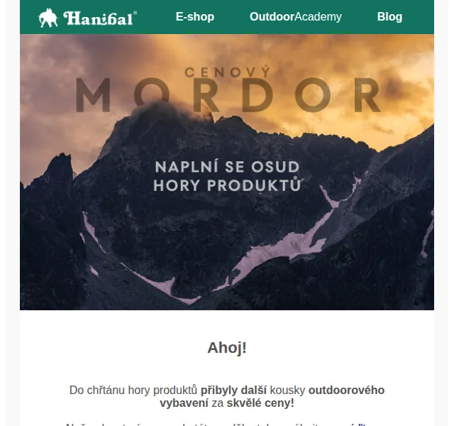 Hanibal: Outdoor výbava ve slevě – červenec 2026 | Nuslet.cz