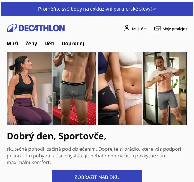 Decathlon: Sportovní spodní prádlo – sady od 299 Kč | Červenec 2026