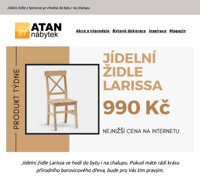 ATAN nábytek: jídelní židle Larissa za 990 Kč – červen 2026 | Nuslet.cz