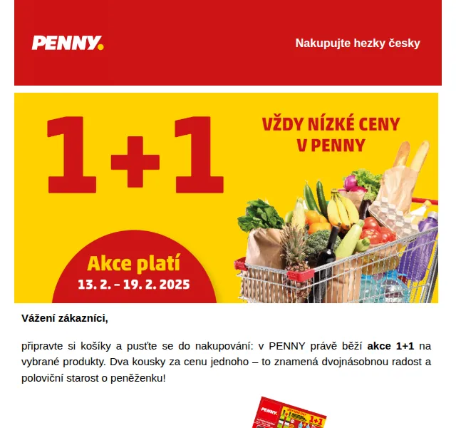 Penny: Akce 1+1 na vybrané produkty – únor 2025 | Nuslet.cz