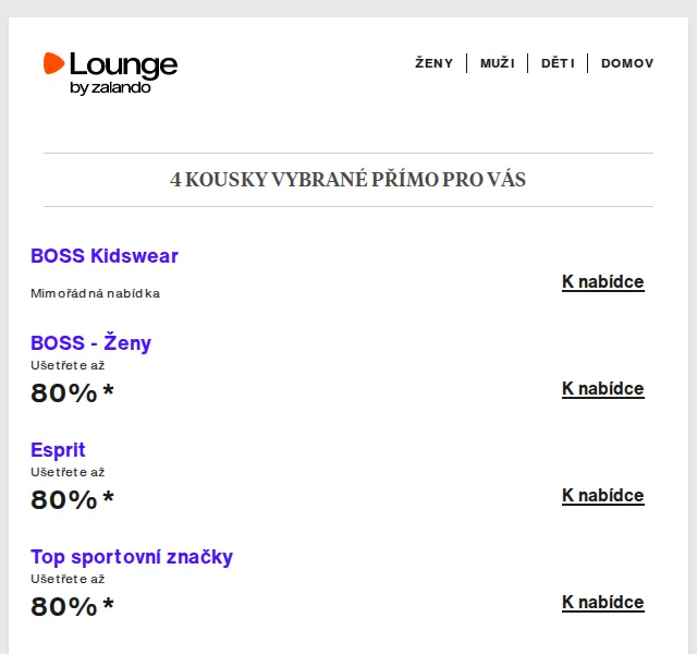 Lounge by Zalando: BOSS, Esprit, Puma – sleva až 75 % – duben 2026