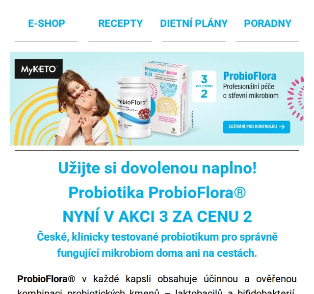 MyKETO: Probiotika ProbioFlora 3 za cenu 2 – červenec 2026 | Nuslet.cz