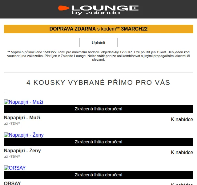 Lounge by Zalando: Napapijri, ORSAY a Victorinox až -75% – červen 2026 | Nuslet.cz