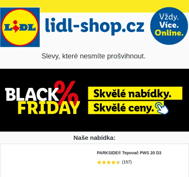 Lidl: Black Friday slevy až 56 % – červen 2026 | Nuslet.cz