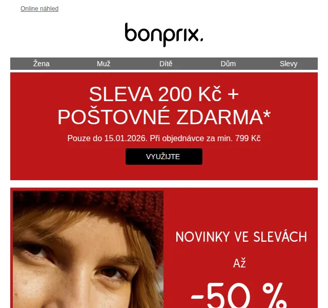 Bonprix: 200 Kč sleva + doprava zdarma – duben 2026