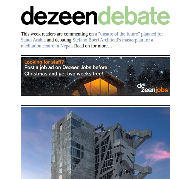 Dezeen Daily: Debata o architektuře a designu – červen 2026 | Nuslet.cz