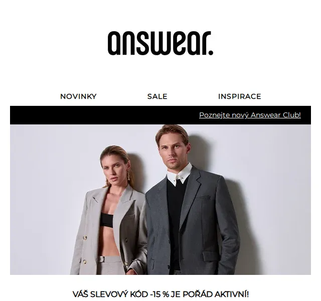 ANSWEAR.cz: Sleva -15 % s kódem – duben 2026 | Nuslet.cz