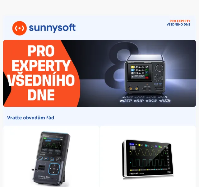 Sunnysoft.cz: Osciloskopy Fnirsi, endoskopy a autokamery – června 2026 | Nuslet.cz