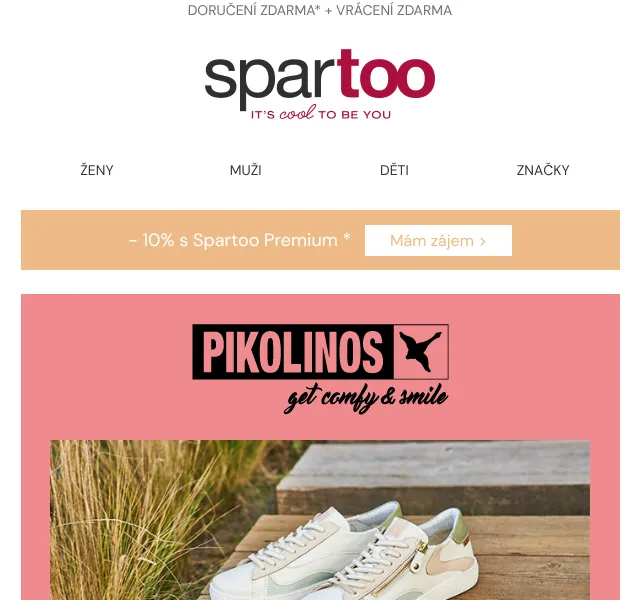 Spartoo.cz: Doručení zdarma Pikolinos, adidas TERREX, Ralph Lauren – červen 2026