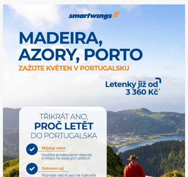 Smartwings: letenky do Portugalska od 3 360 Kč – červen 2026 | Nuslet.cz