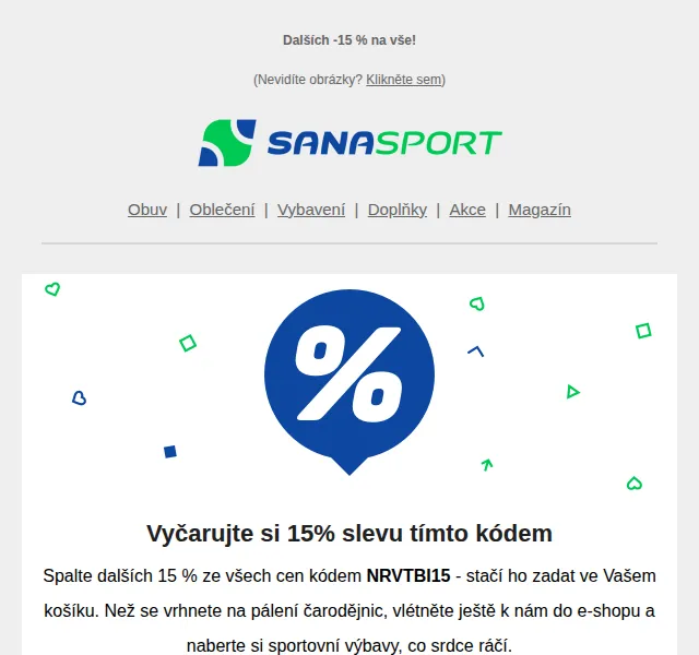 Sanasport: 15% sleva na vše – červen 2026 | Nuslet.cz
