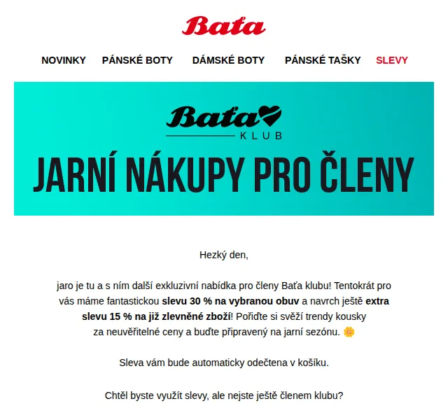 Baťa: Jarní slevy až 30 % pro členy klubu – červenec 2026 | Nuslet.cz