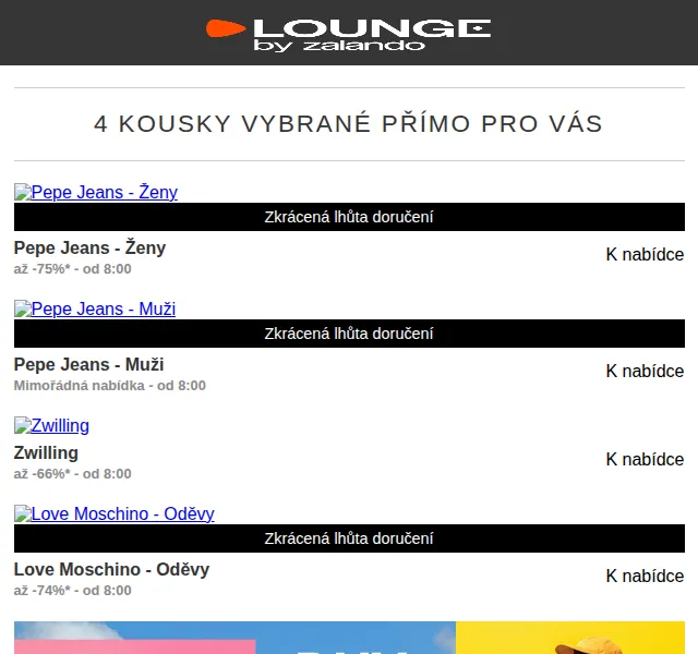 Lounge by Zalando: Pepe Jeans, Zwilling, Love Moschino – slevy až 75 % – červen 2026 | Nuslet.cz